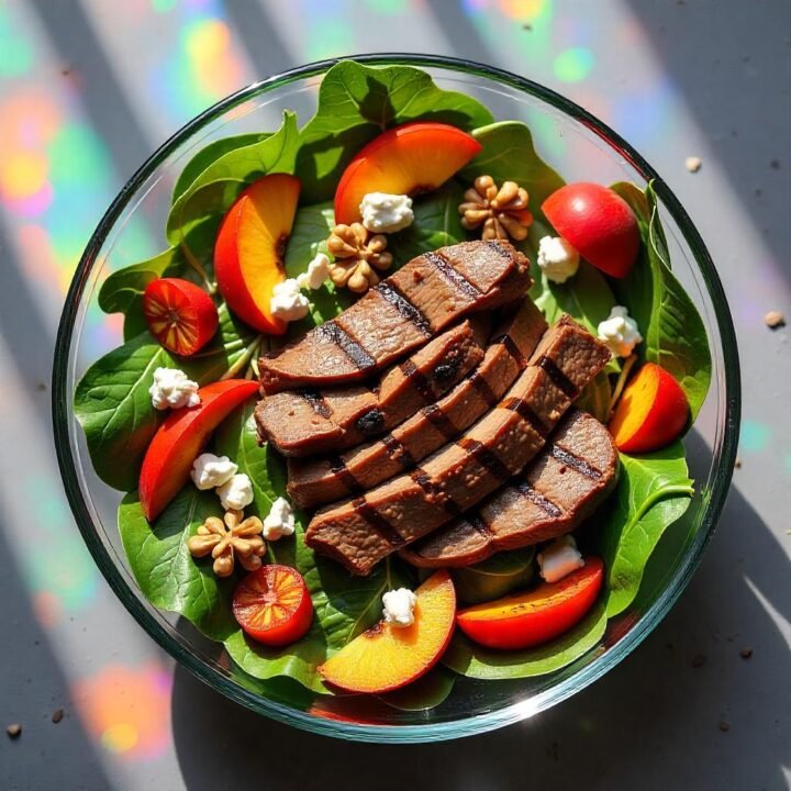 Balsamic Grilled Steak Salad with Peaches