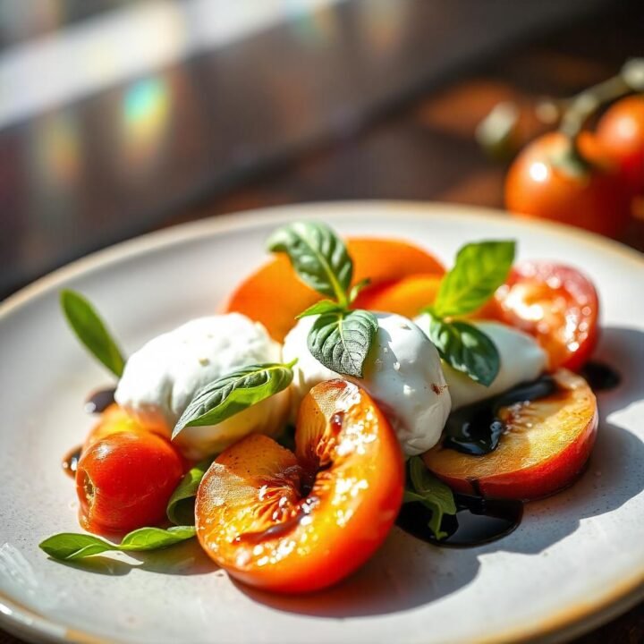 Peach & Burrata Caprese Salad