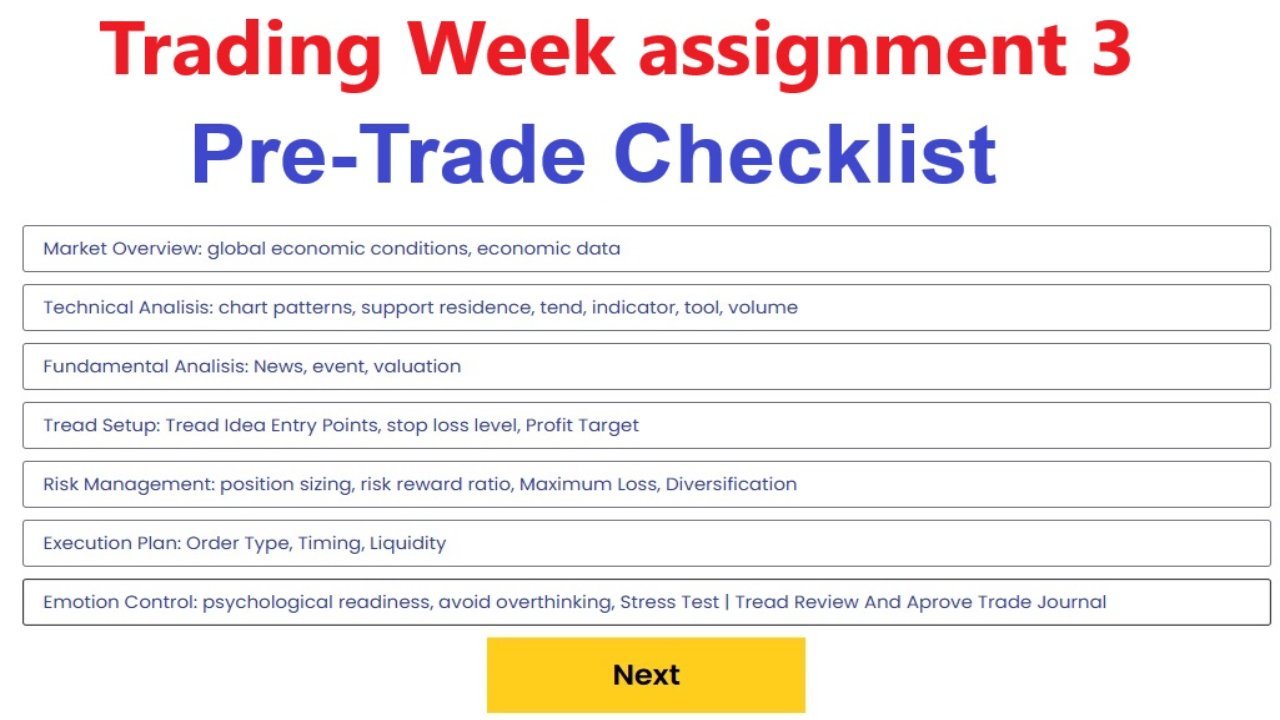 Bootcamp Trading Week assignment 3 Pre-Trade Checklist